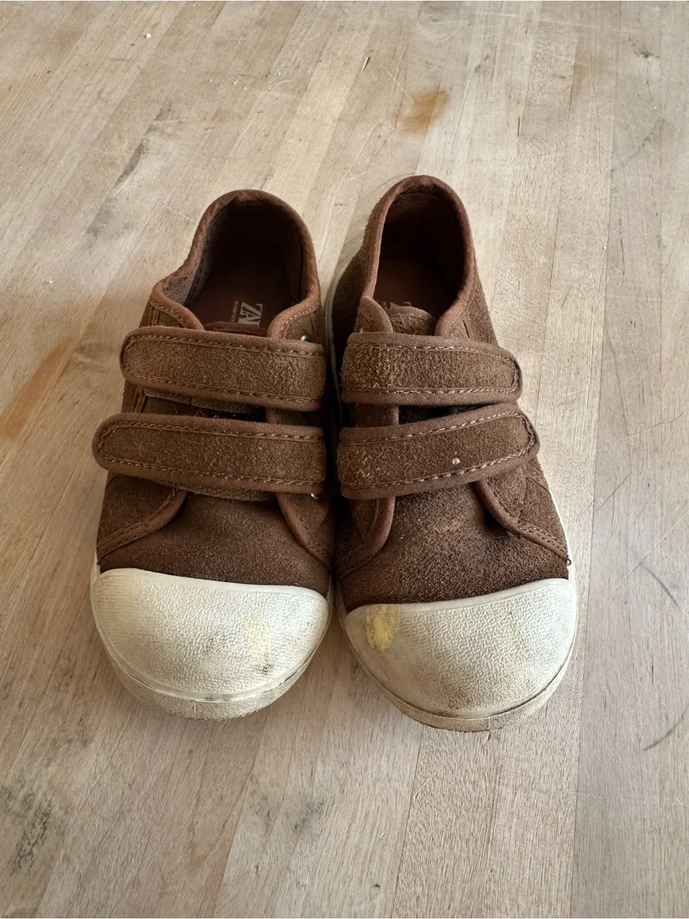 Zara Kids Brown Suede Velcro Sneakers